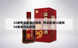 52度鸭溪窖酒价格表  鸭溪窖酒52度和54度有什么区别