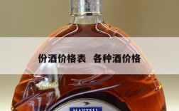 份酒价格表  各种酒价格